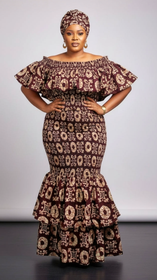 Smock fit & flare Skirt & Blouse Set-DRS019